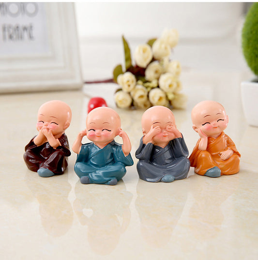 Baby Wise Monk Resin Statues Set of 4 Sculptures